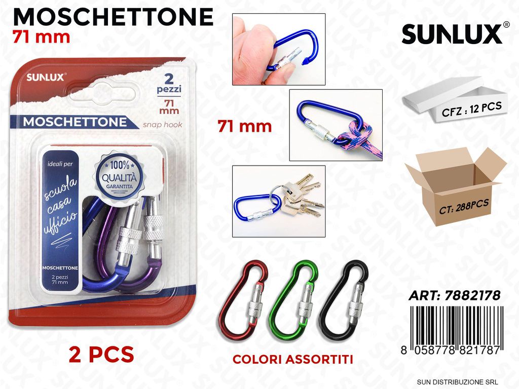 Bl. Moschettone Col. Ass. 2PCS 71MM