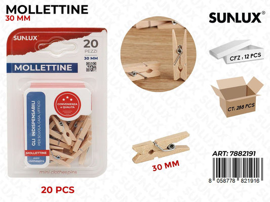 Bl. Mollettine Legno 20PCS 30MM