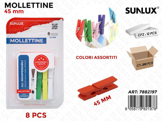 Bl. Mollettine Legno Col. ASS.8PCS 45MM