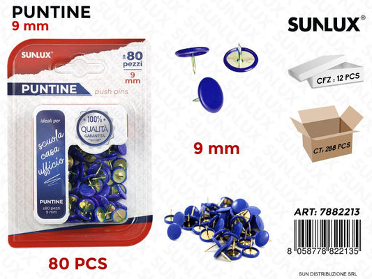 Bl. Puntine Blu 80PCS 9MM