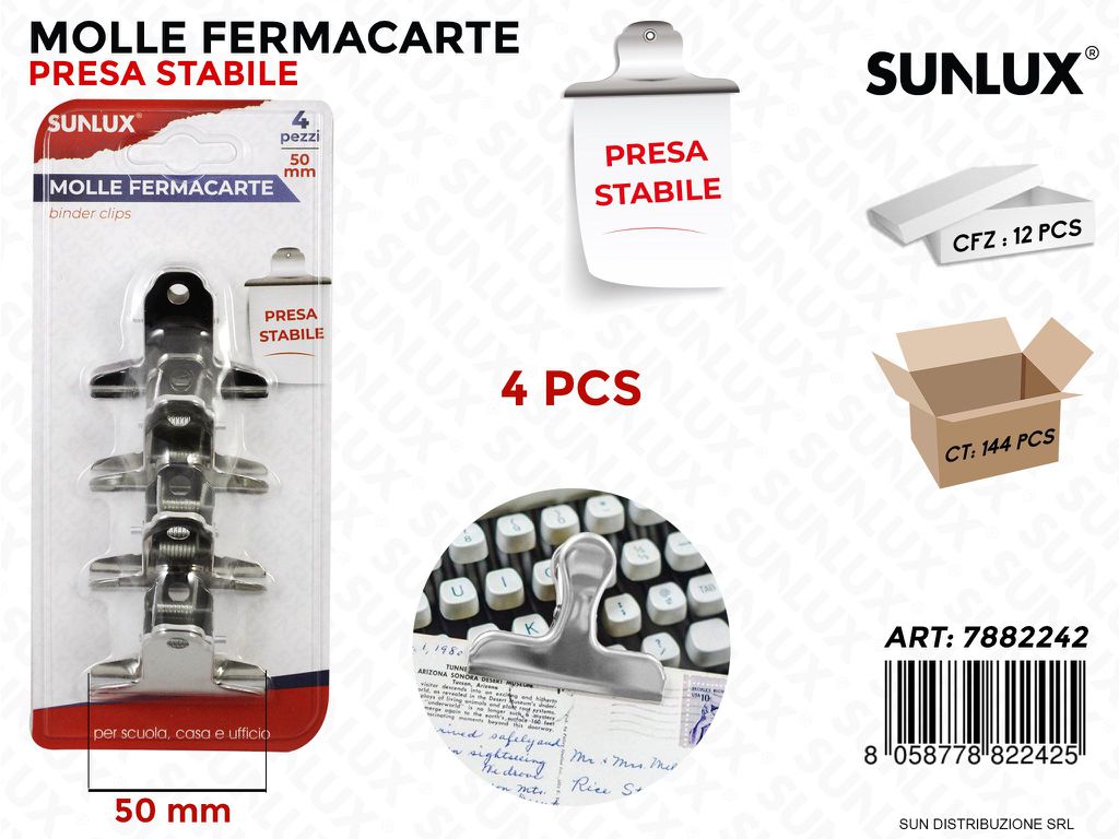 Molle Fermacarte in Metallo 4PC-50MM