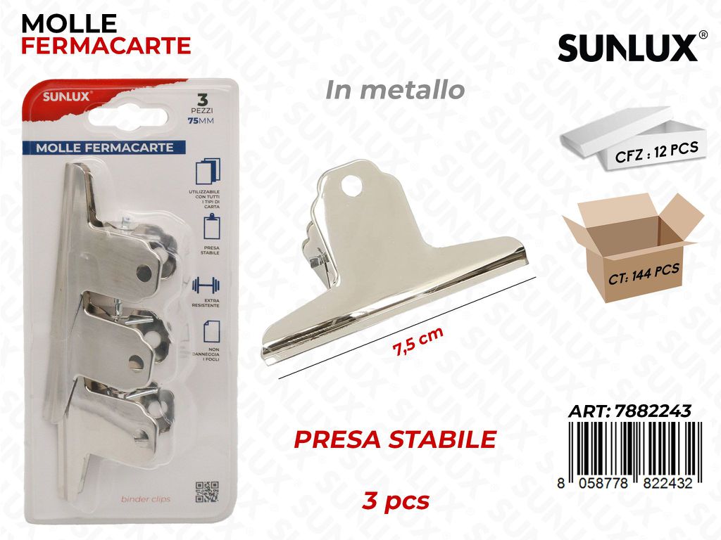 Molle Fermacarte in Metallo 3PCS 7.5CM