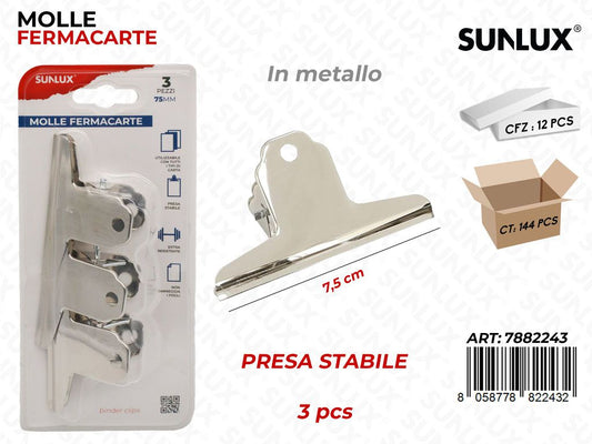 Molle Fermacarte in Metallo 3PCS 7.5CM