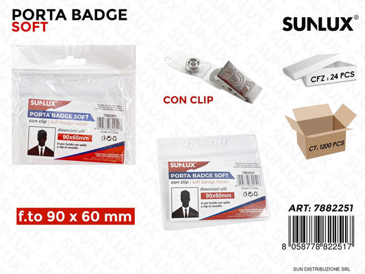 Porta Badge Soft c/ Clip 90*60 Mm