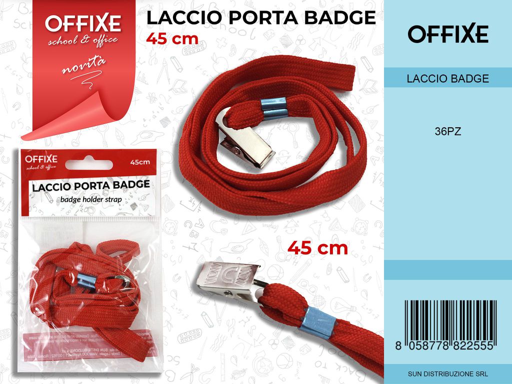LACCIO PORTA BADGE ROSSO 45CM /PZ DA 36**