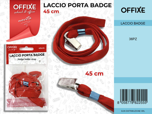 LACCIO PORTA BADGE ROSSO 45CM /PZ DA 36**