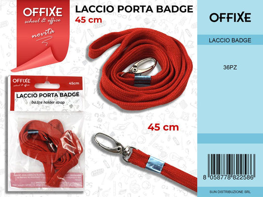 Laccio Porta Badge Rosso 45CM
