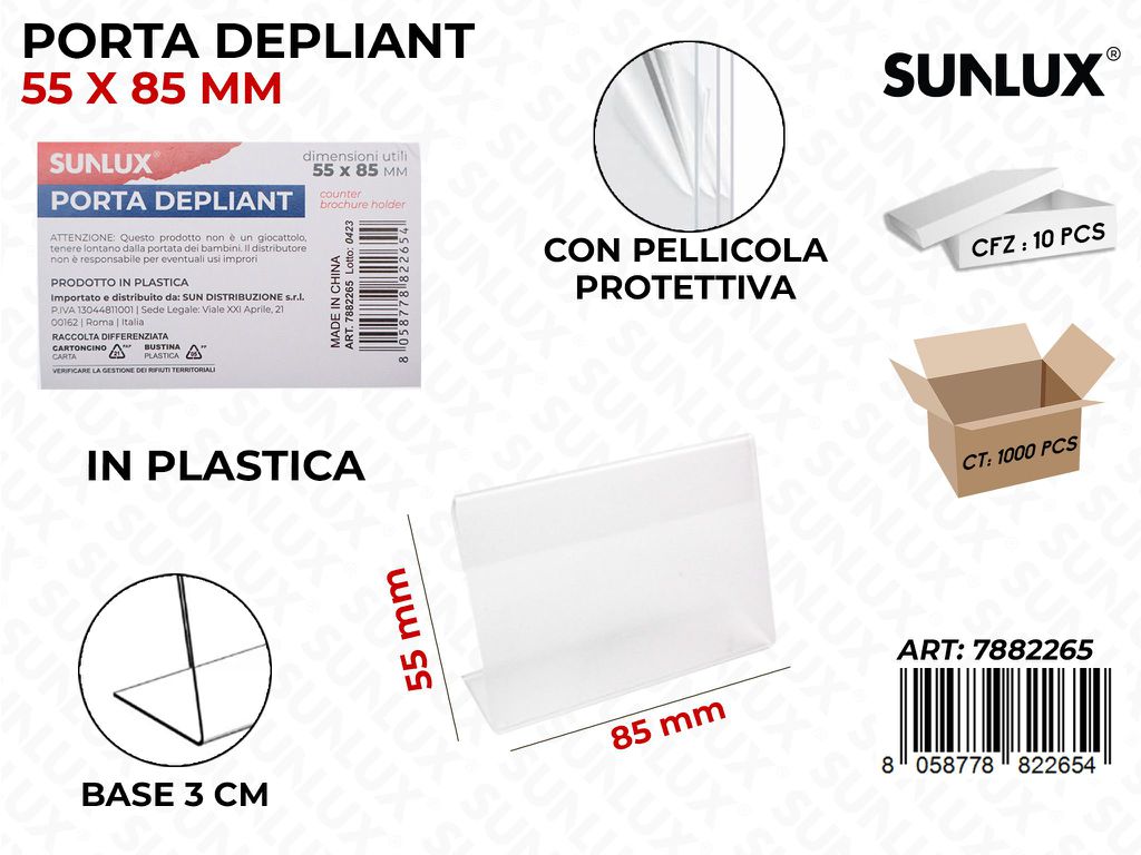 Porta Depliant in Plast. 5.5*8.5CM