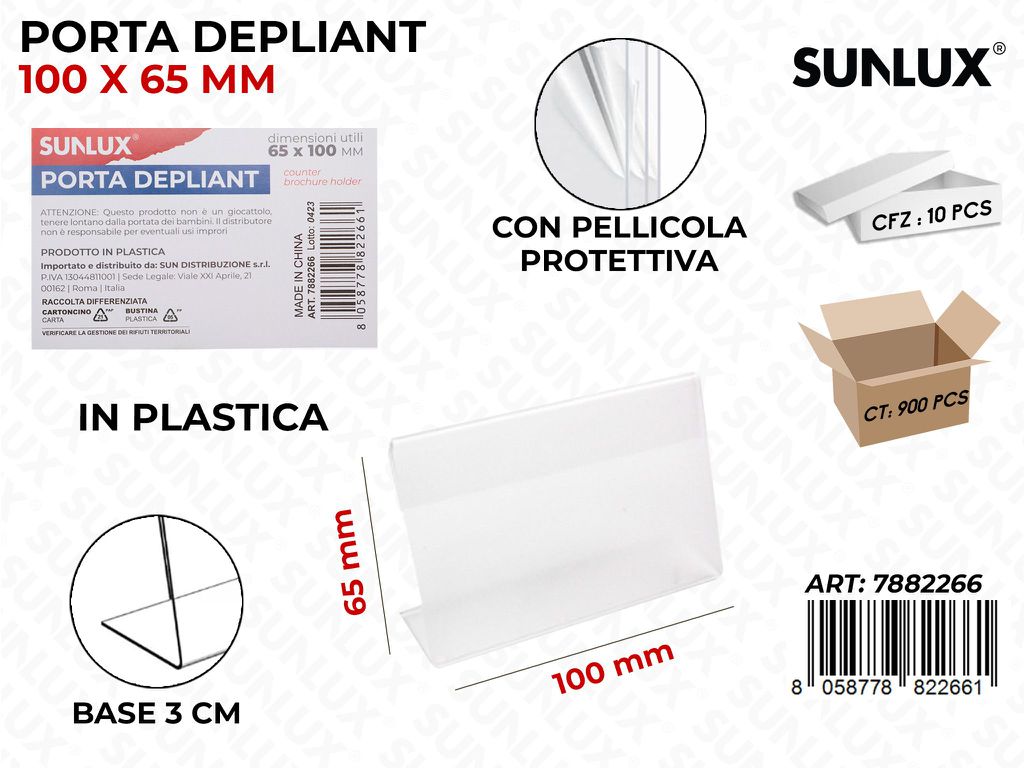 Porta Depliant in Plast. 6.5*10 Cm