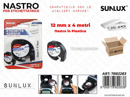 Nastro Plast. Etichette Adv Trasp. 12MM*4MT