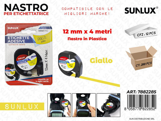 Nastro Plast. Etichette Adv Giallo 12MM*4MT