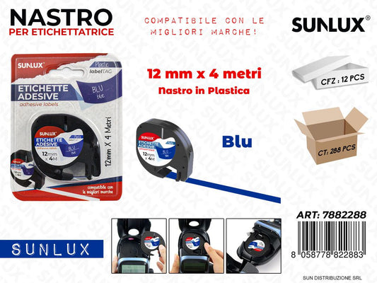 Nastro Plast. Etichette Adv Blu 12MM*4MT