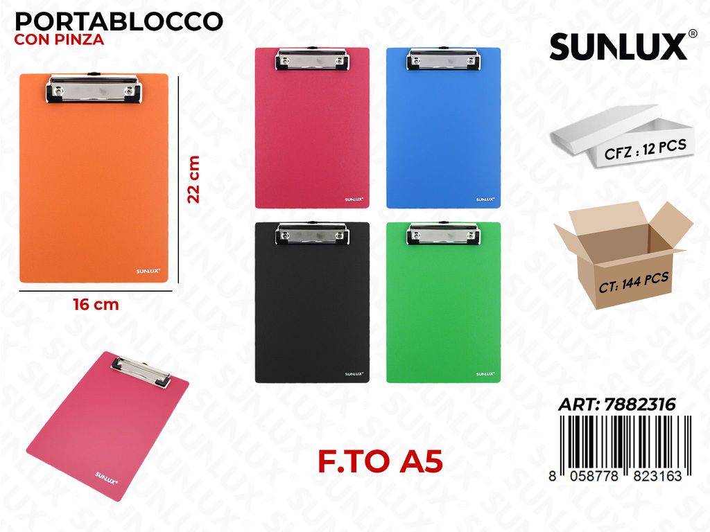 L. Colors Portablocco c/ Pinza A5 16*22CM /Pz DA12