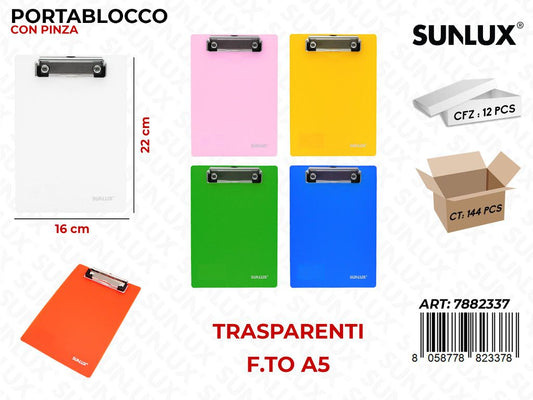 L. Trasparent Portablocco c/Pinza 16*22CM