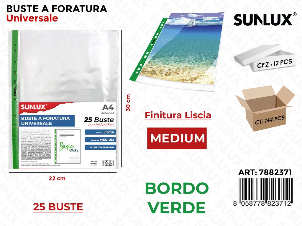 Buste a Forat. Uni. 22*30CM Med. Verde 25PCS