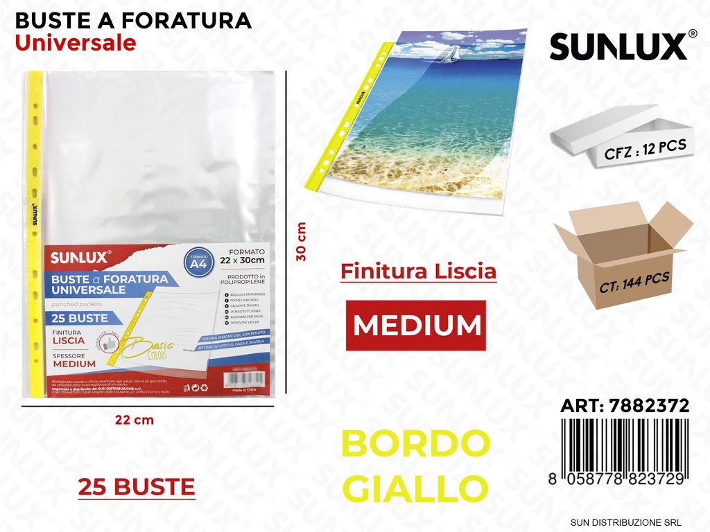 Buste a Forat. Uni. 22*30CM Med. Giallo 25PCS