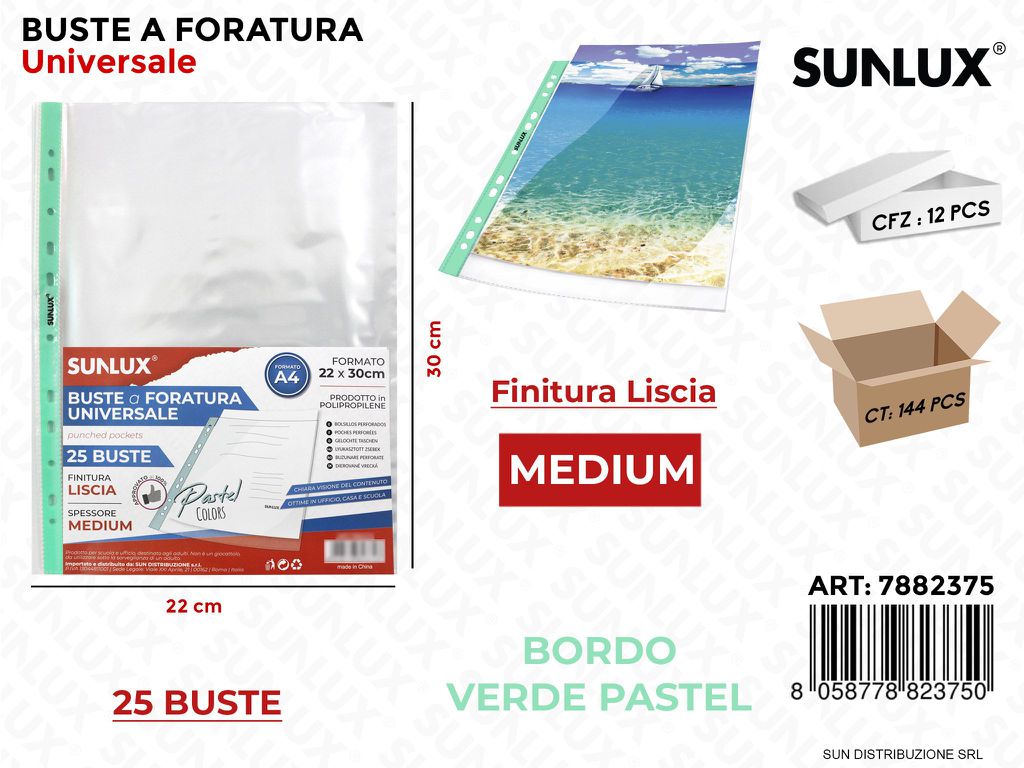 Buste a Forat. Uni. 22*30CM Med. Verde P. 25PCS
