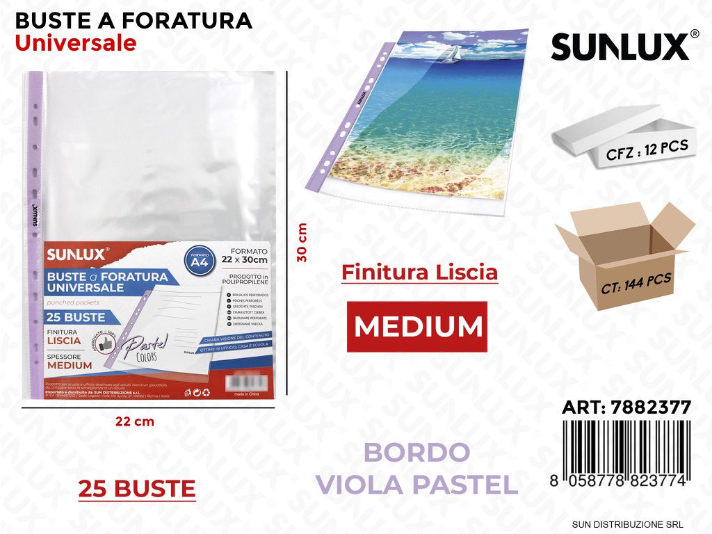Buste a Forat. Uni. 22*30CM Med. Viola P. 25PCS