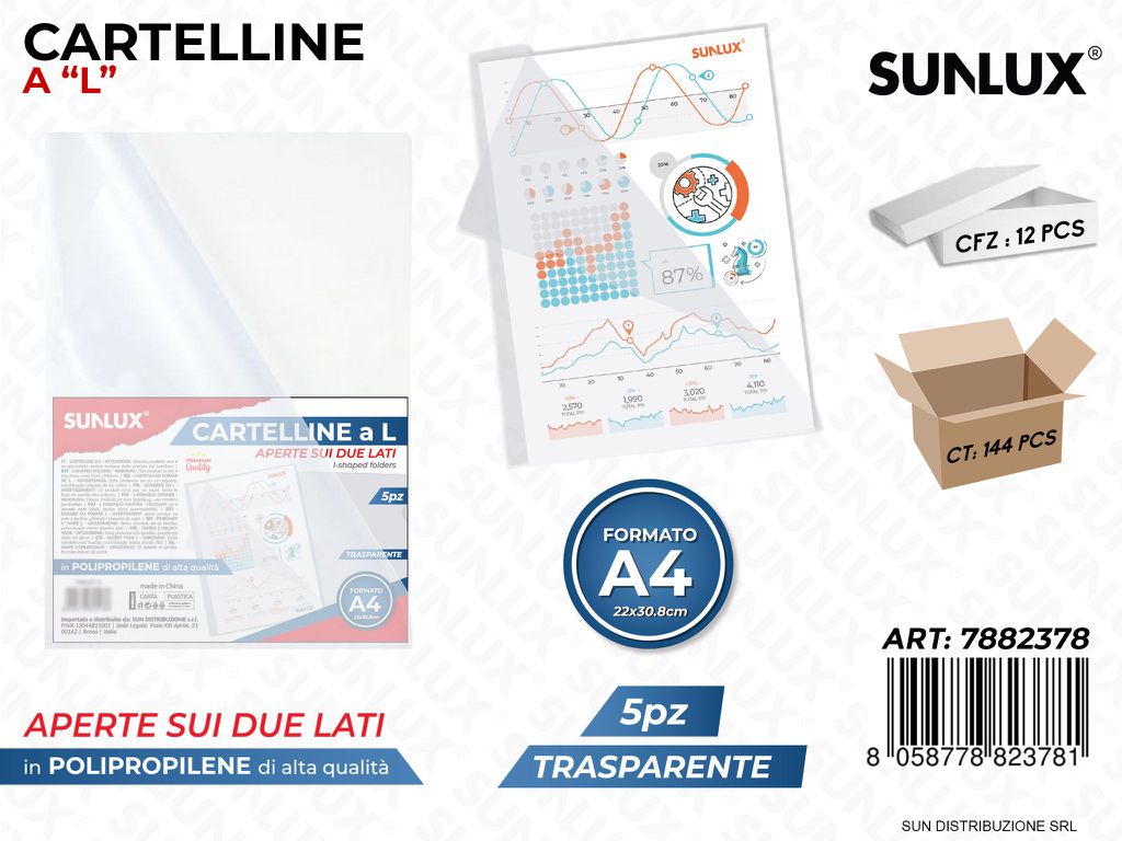 Cartelline a ''l'' Trasp. F.to A4 5PCS