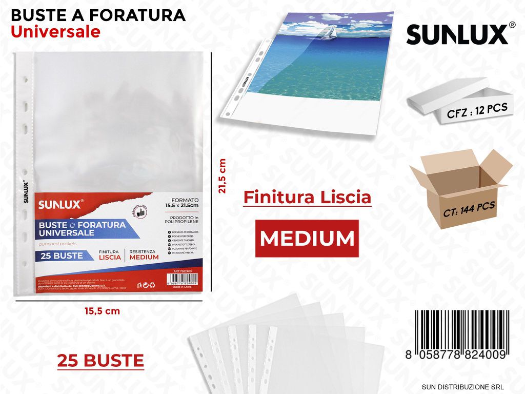 Buste Foratura Uni. Liscia 25PCS F.to 15.5*21.2CM