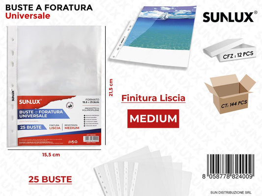 Buste Foratura Uni. Liscia 25PCS F.to 15.5*21.2CM