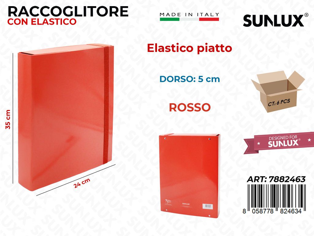Cart. 3L D.5 Rosso c/ Elast. Piatto 24*35CM