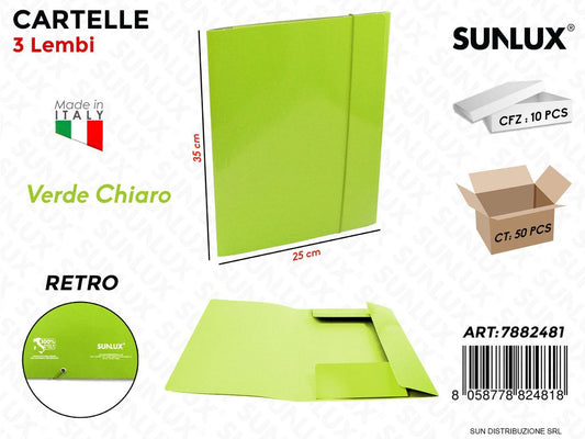 Cart. Verde Chiaro 25X35 Sun c/Lembi ed El.plastpz da 10