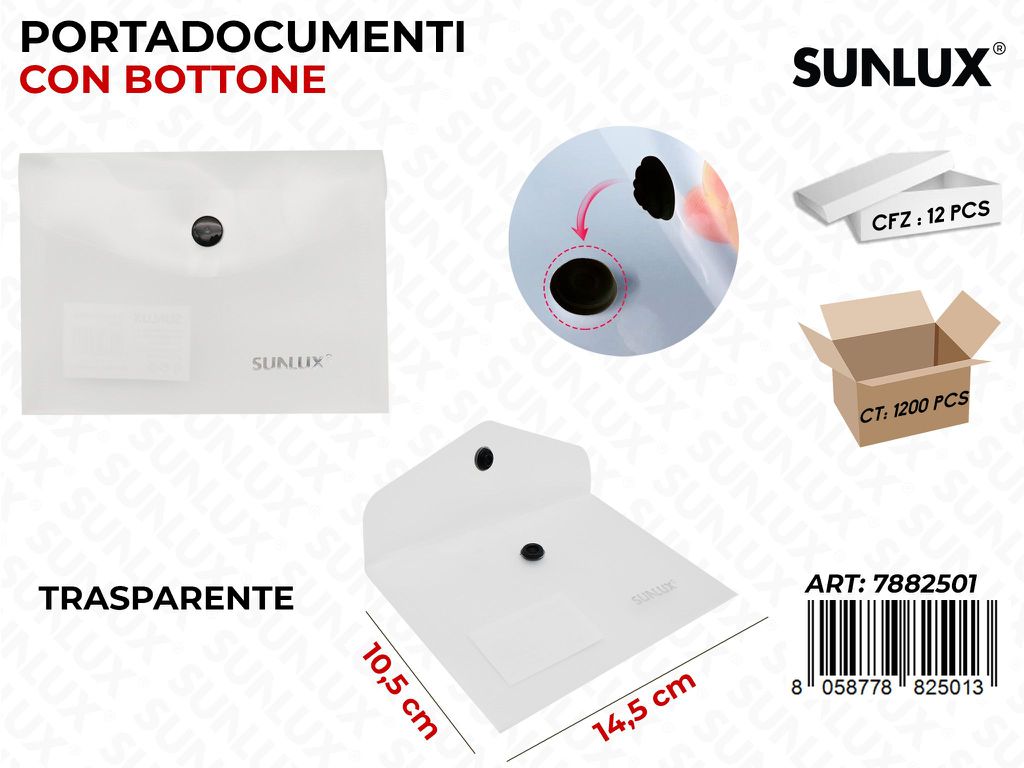 Busta c/Bottone Trasparente B6 14.5*10.5CM