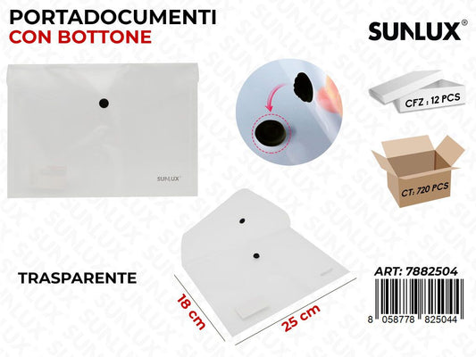 Busta c/Bottone Trasparente A5 25*18CM