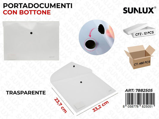 Busta c/Bottone Trasparente A4 33.2*23.7CM