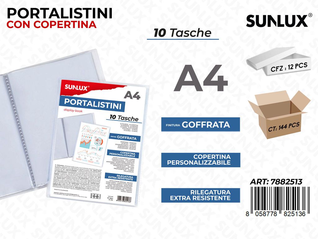Portalistini c/ Copertina 10 Buste 22*30CM