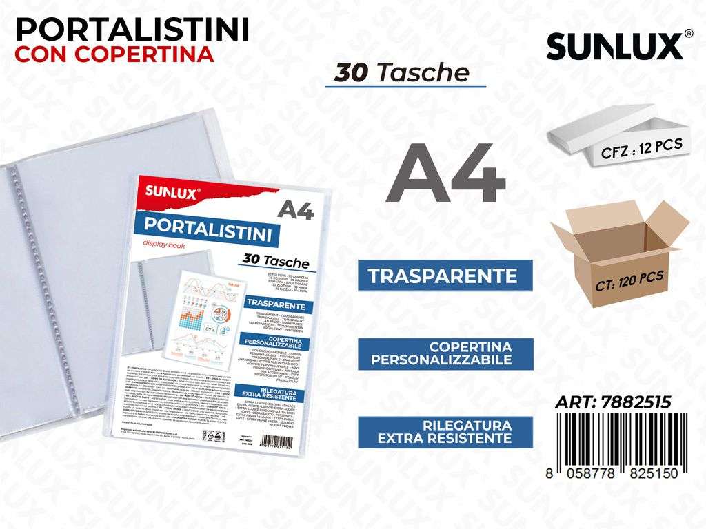 Portalistini c/ Copertina 30 Buste 22*30CM