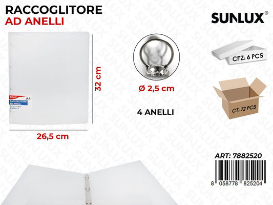 Raccoglitore 4 Anelli Trasp. 26.5*32CM Pz da 6