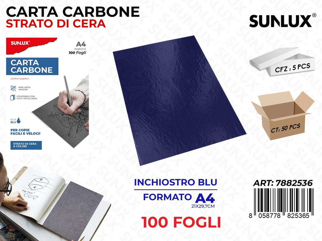 Carta Carbone Blu F.to A4 100 Fogli