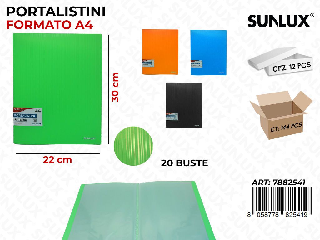 Portalistini 20 Buste 30*22CM col Ass.