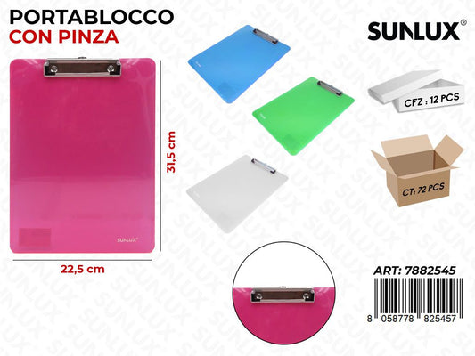 Portablocco A4 c/Molla Trasp. Ass. 31.5*22.5CM