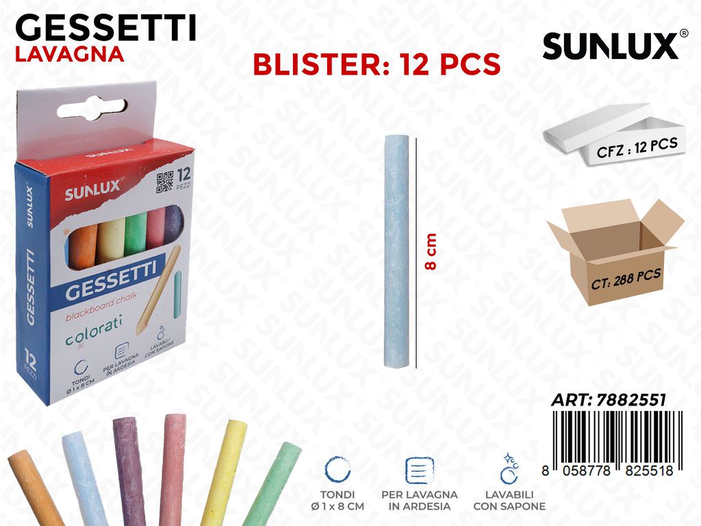 Gessetti Colorati D.1X8CM 12PCS