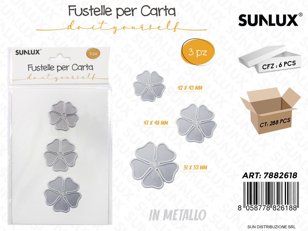 Fustelle per Carta in Metallo 3 Pcs Mis. Ass.