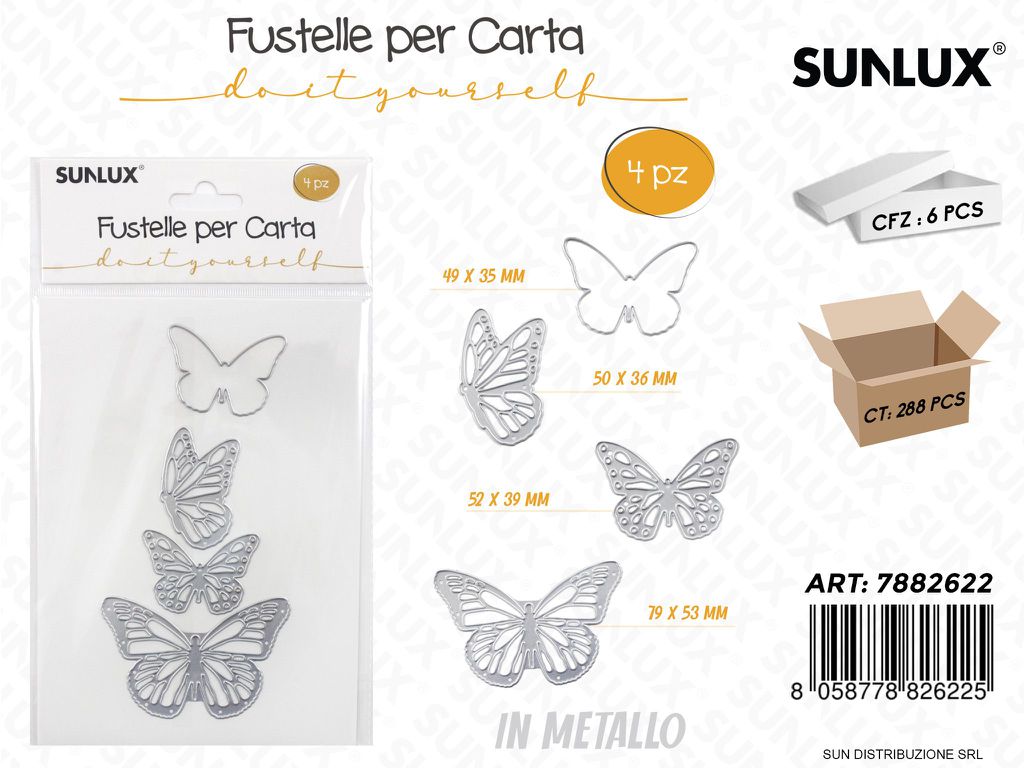 Fustelle per Carta in Metallo 4PCS -mis. Ass.