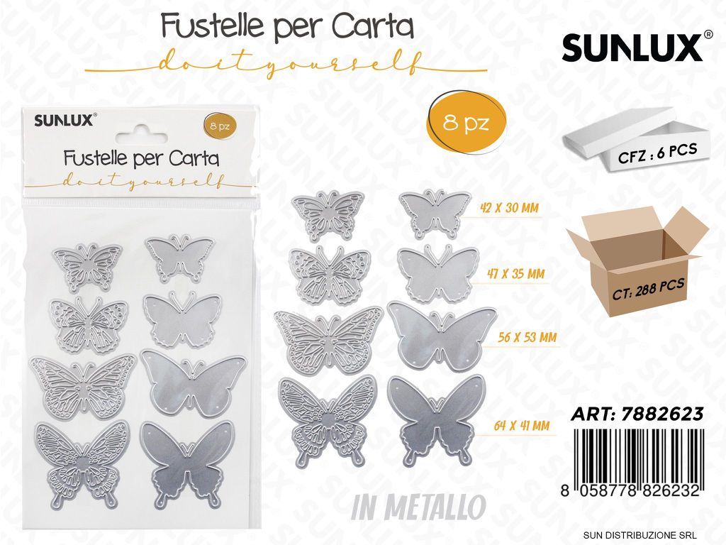 Fustelle per Carta in Metallo 8PCS -mis. Ass.