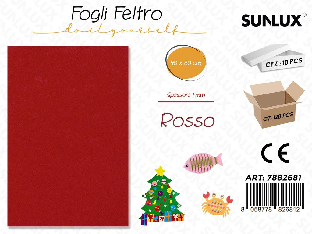 Fogli di Feltro Rosso 40*60CM 1 Mm