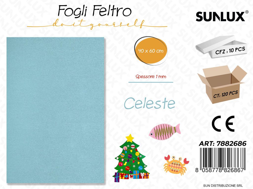 Fogli di Feltro Celeste 40*60CM 1 Mm