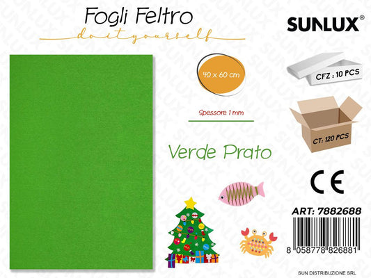 Fogli di Feltro Verde Prato 40*60CM 1 Mm