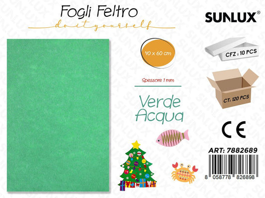 Fogli di Feltro Verde Acqua 40*60CM 1 Mm