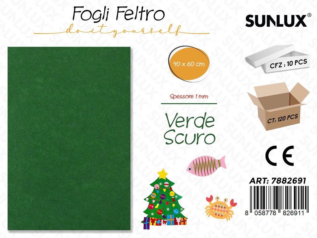 Fogli di Feltro Verde Scuro 40*60CM 1 Mm