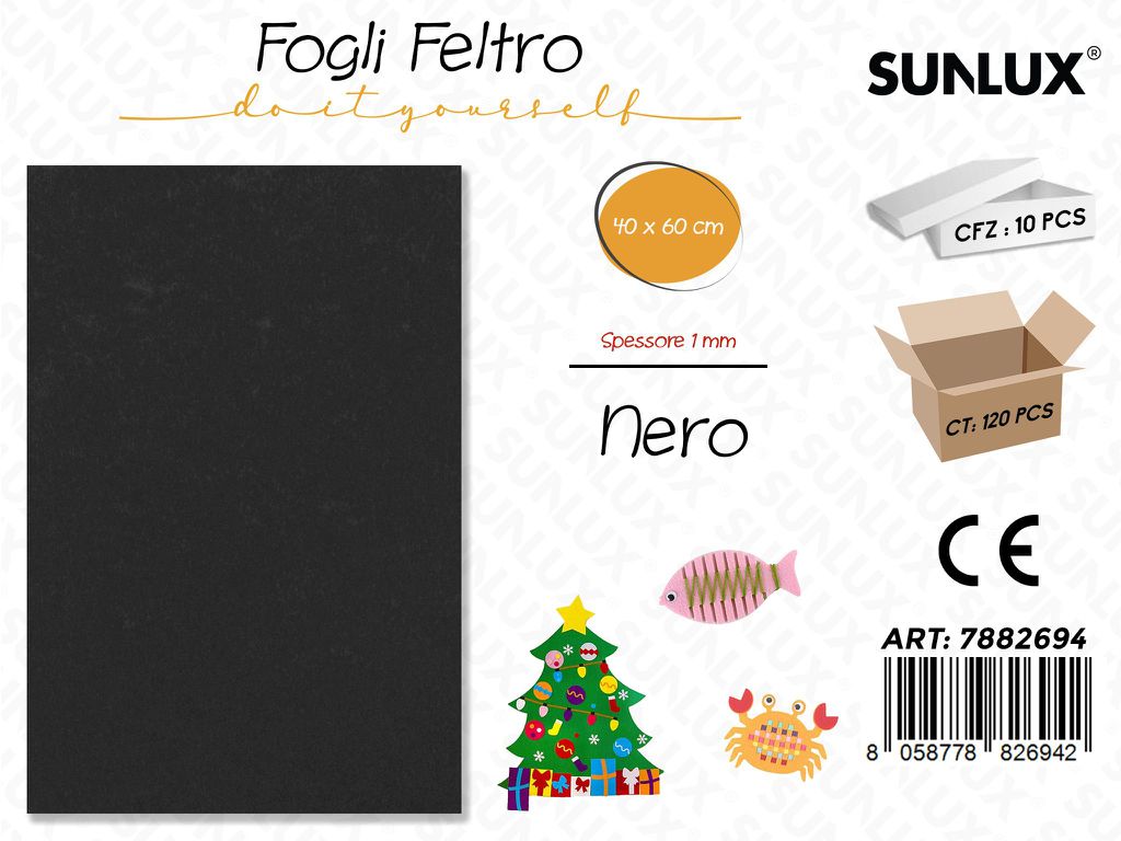 Fogli di Feltro Nero 40*60CM 1 Mm