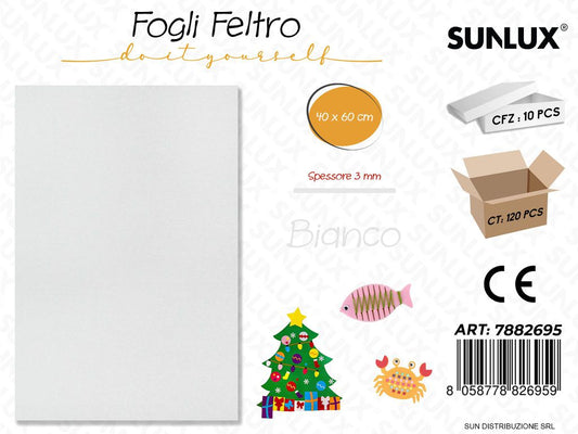 Fogli di Feltro Bianco 40*60CM 3 Mm