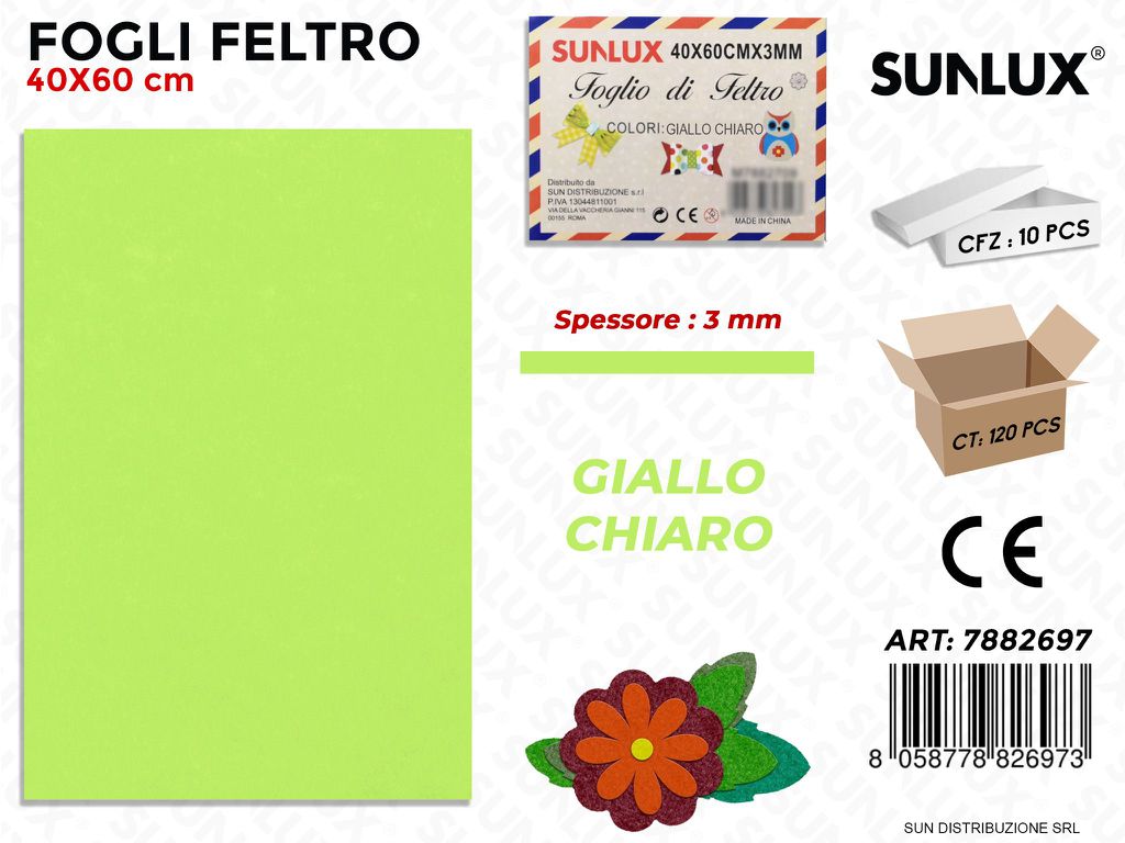 Fogli di Feltro Giallo Chiaro 40*60CM 3 Mm