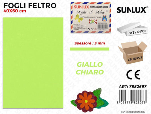 Fogli di Feltro Giallo Chiaro 40*60CM 3 Mm