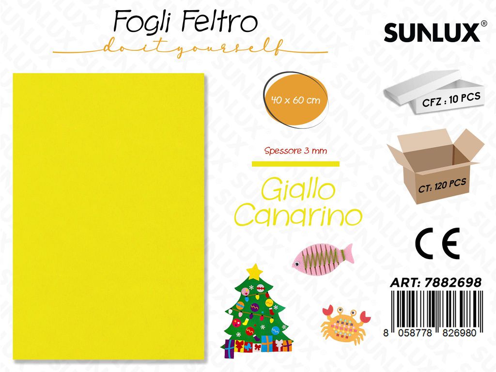 Fogli di Feltro Giallo Canarino 40*60CM 3 Mm